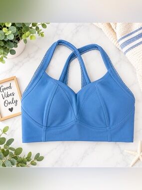 Phoenix Bergen Lace Trip Bra Blue 1X DDD-H Wireless Pullover Racerback